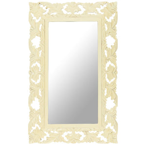 vidaXL Decorative Mirror Wall Bathroom Mirror Solid Mango Wood Hand Carved-5