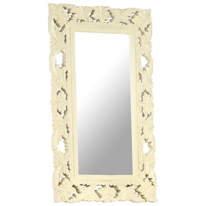 vidaXL Decorative Mirror Wall Bathroom Mirror Solid Mango Wood Hand Carved-7