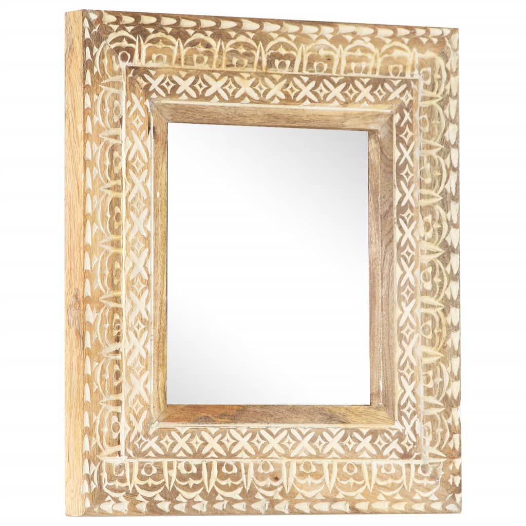 vidaXL Wall Mirror Decorative Bathroom Mirror Solid Mango Wood Hand Carved-1