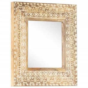 vidaXL Wall Mirror Decorative Bathroom Mirror Solid Mango Wood Hand Carved-1