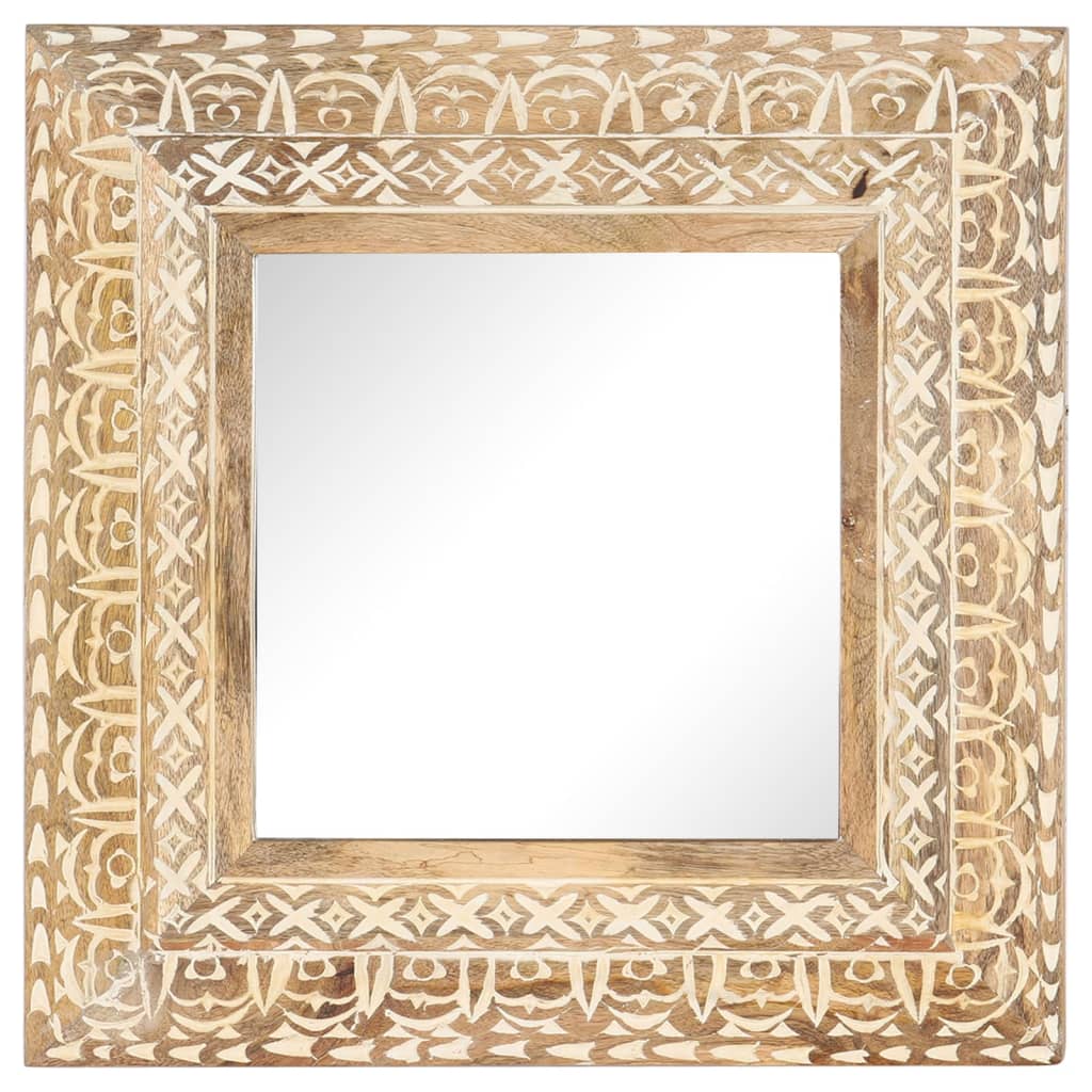 vidaXL Wall Mirror Decorative Bathroom Mirror Solid Mango Wood Hand Carved-4