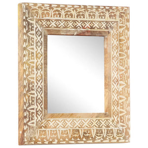 vidaXL Wall Mirror Decorative Bathroom Mirror Solid Mango Wood Hand Carved-13