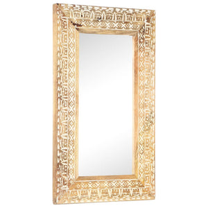 vidaXL Wall Mirror Decorative Bathroom Mirror Solid Mango Wood Hand Carved-10