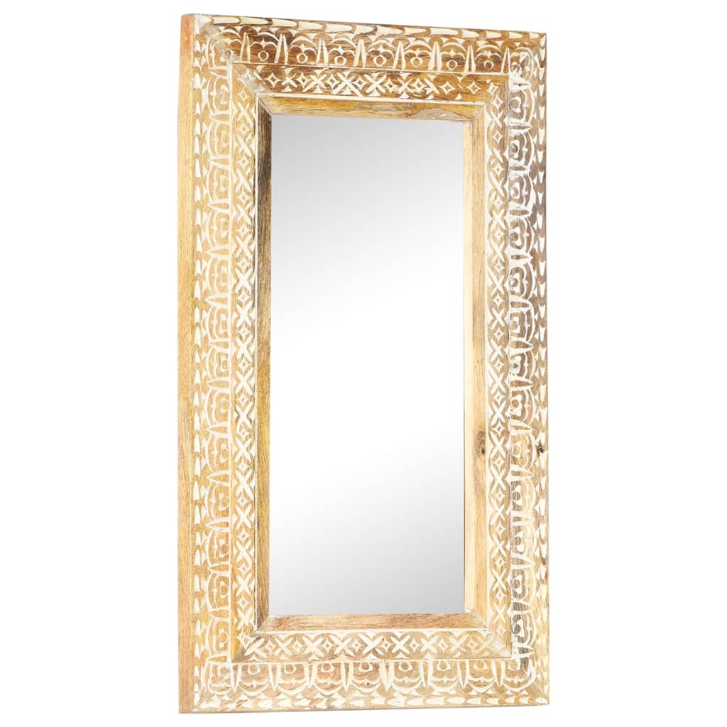 vidaXL Wall Mirror Decorative Bathroom Mirror Solid Mango Wood Hand Carved-19