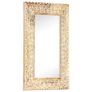 vidaXL Wall Mirror Decorative Bathroom Mirror Solid Mango Wood Hand Carved-21