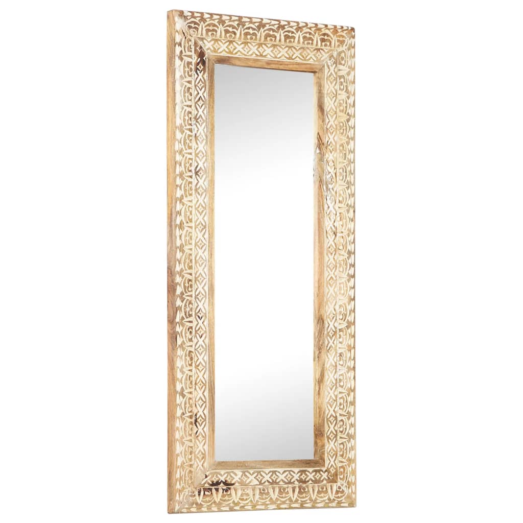 vidaXL Wall Mirror Decorative Bathroom Mirror Solid Mango Wood Hand Carved-16