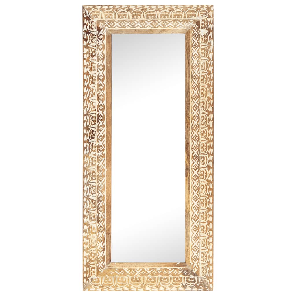 vidaXL Wall Mirror Decorative Bathroom Mirror Solid Mango Wood Hand Carved-18