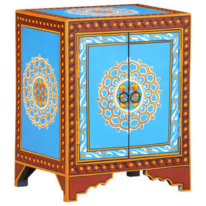 vidaXL Hand Painted Bedside Cabinet 15.7"x11.8"x19.7" Solid Mango Wood-0