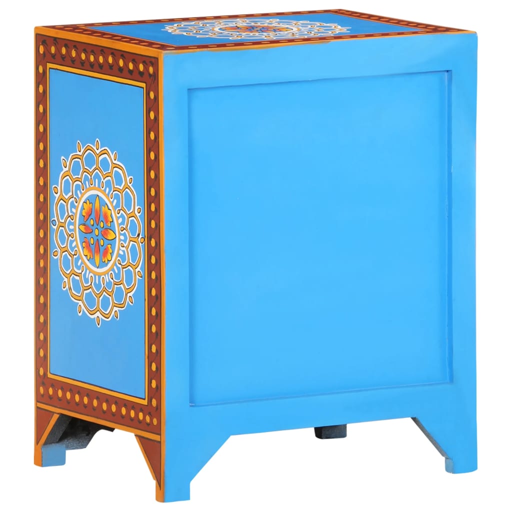 vidaXL Hand Painted Bedside Cabinet 15.7"x11.8"x19.7" Solid Mango Wood-7