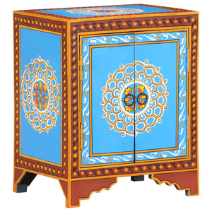 vidaXL Hand Painted Bedside Cabinet 15.7"x11.8"x19.7" Solid Mango Wood-10