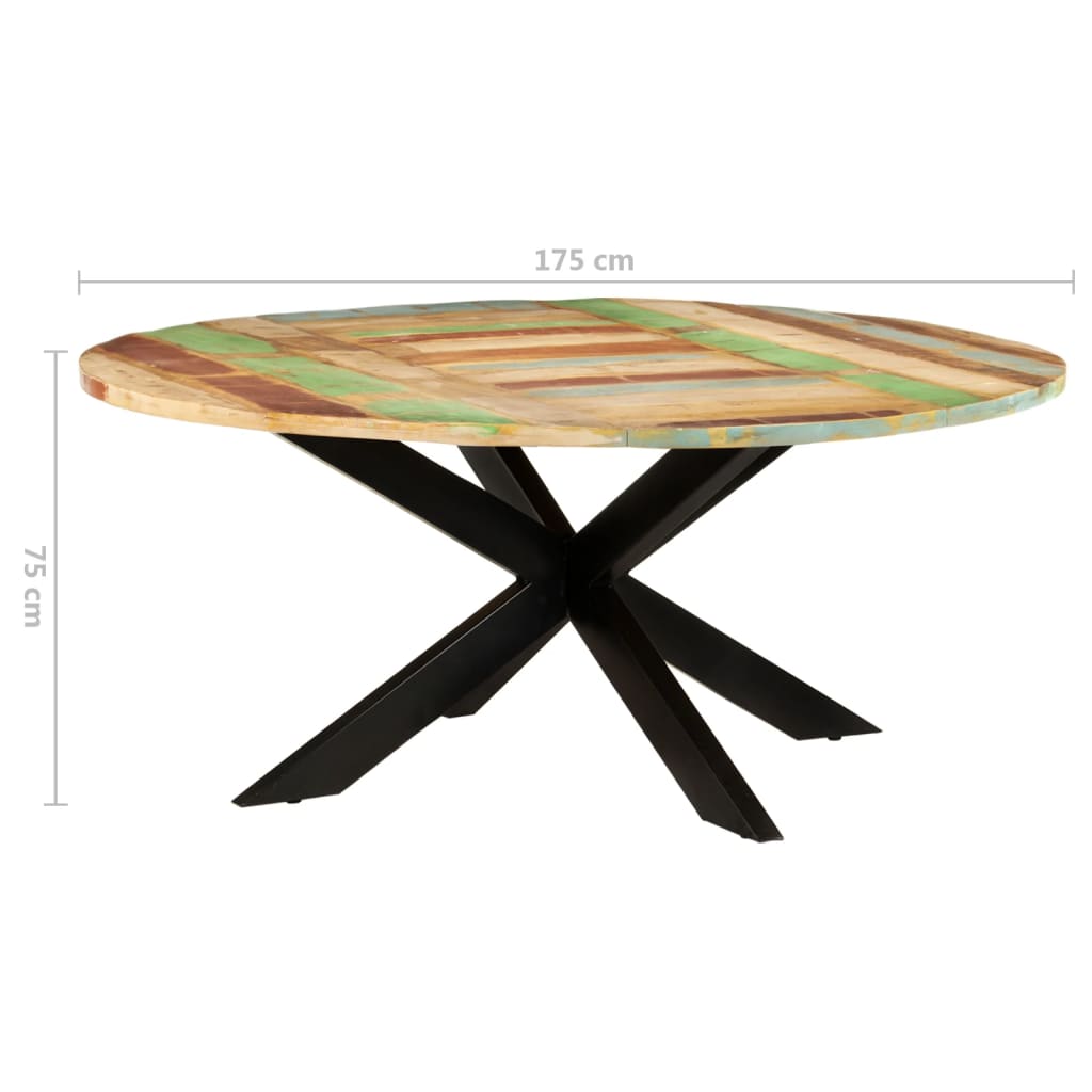 vidaXL Dining Table Round 68.9"x29.5" Solid Reclaimed Wood-7