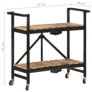 vidaXL Kitchen Trolley 34.2"x14.2"x31.9" Solid Mango Wood-6