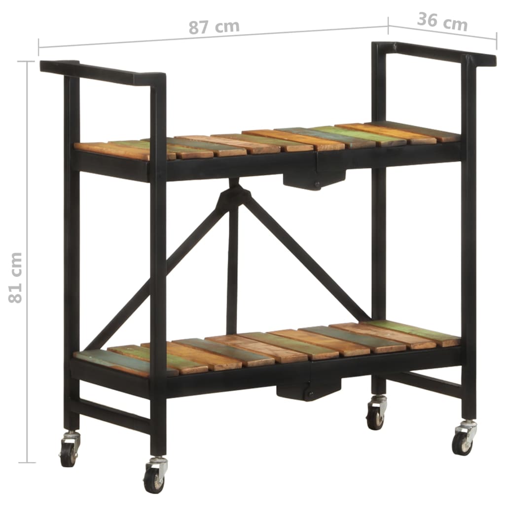 vidaXL Kitchen Trolley 34.2"x14.2"x31.9" Solid Reclaimed Wood-7