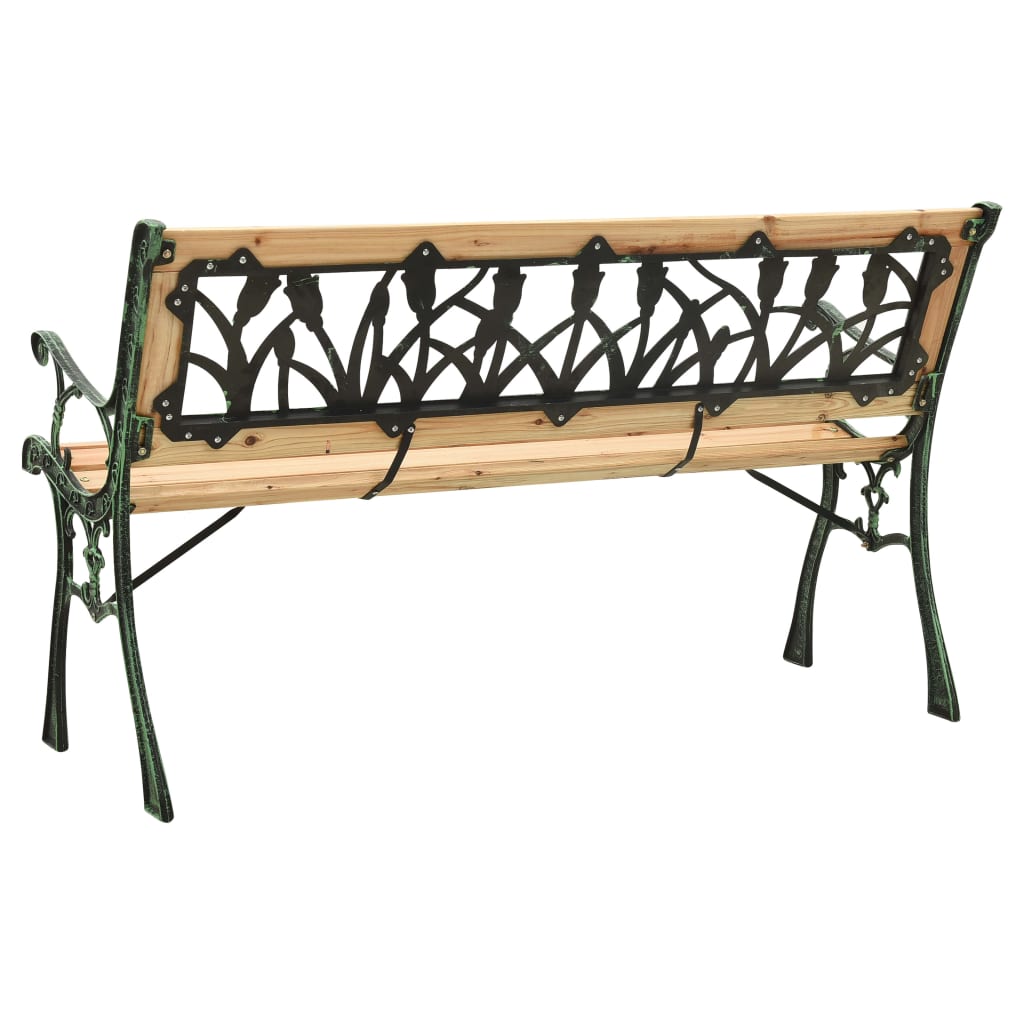 vidaXL Patio Bench 48" Cast Iron and Solid Firwood-2