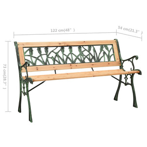 vidaXL Patio Bench 48" Cast Iron and Solid Firwood-4