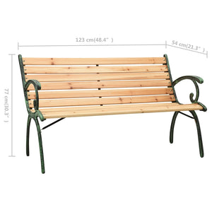 vidaXL Patio Bench 48.4" Cast Iron and Solid Firwood-5