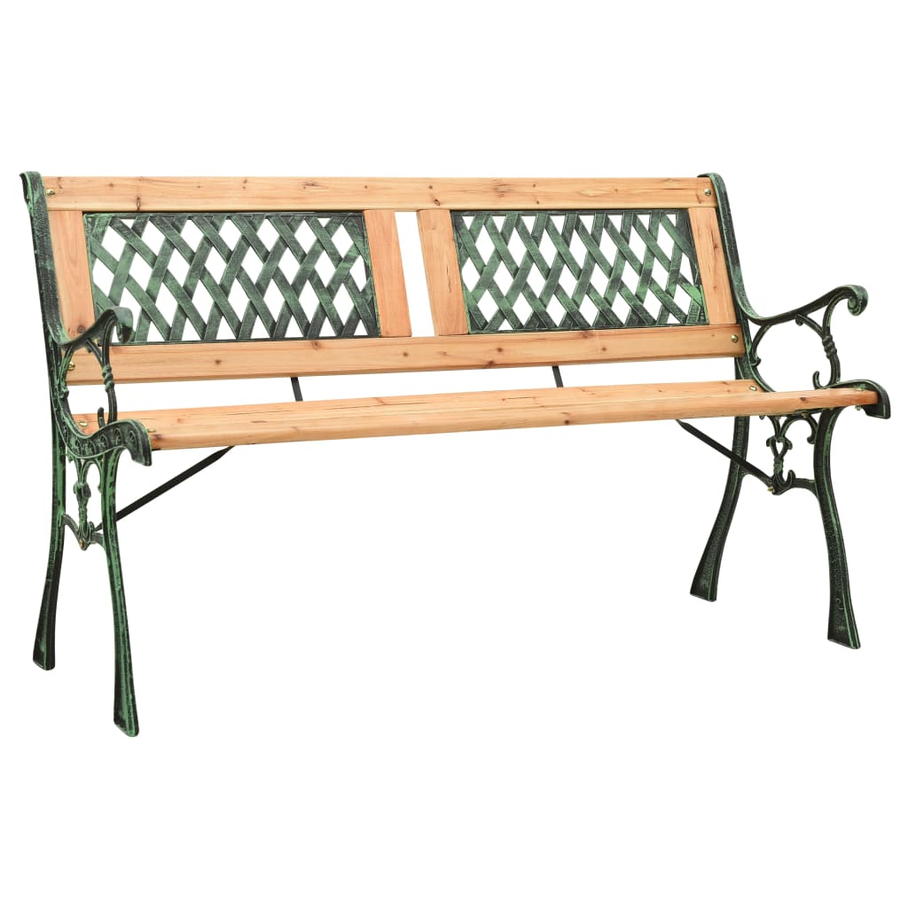 vidaXL Patio Bench 48" Cast Iron and Solid Firwood-0