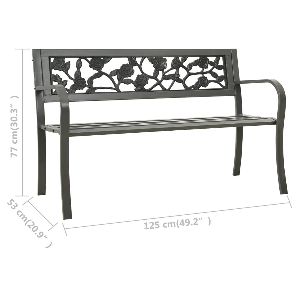 vidaXL Patio Bench 49.2" Steel Gray-4