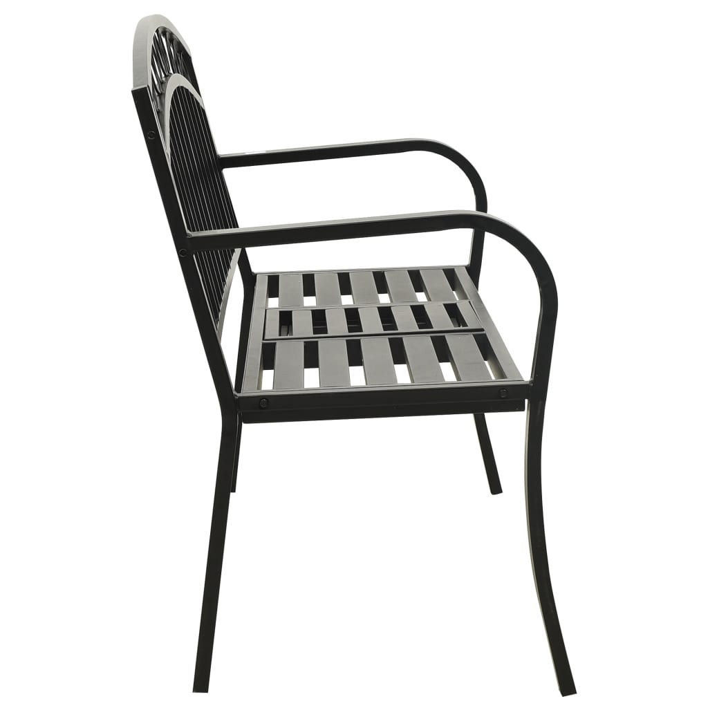 vidaXL Patio Bench with a Table 49.2" Steel Black-3