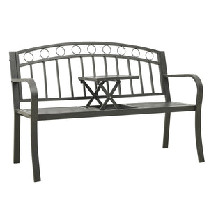 vidaXL Patio Bench with a Table 49.2" Steel Gray-0