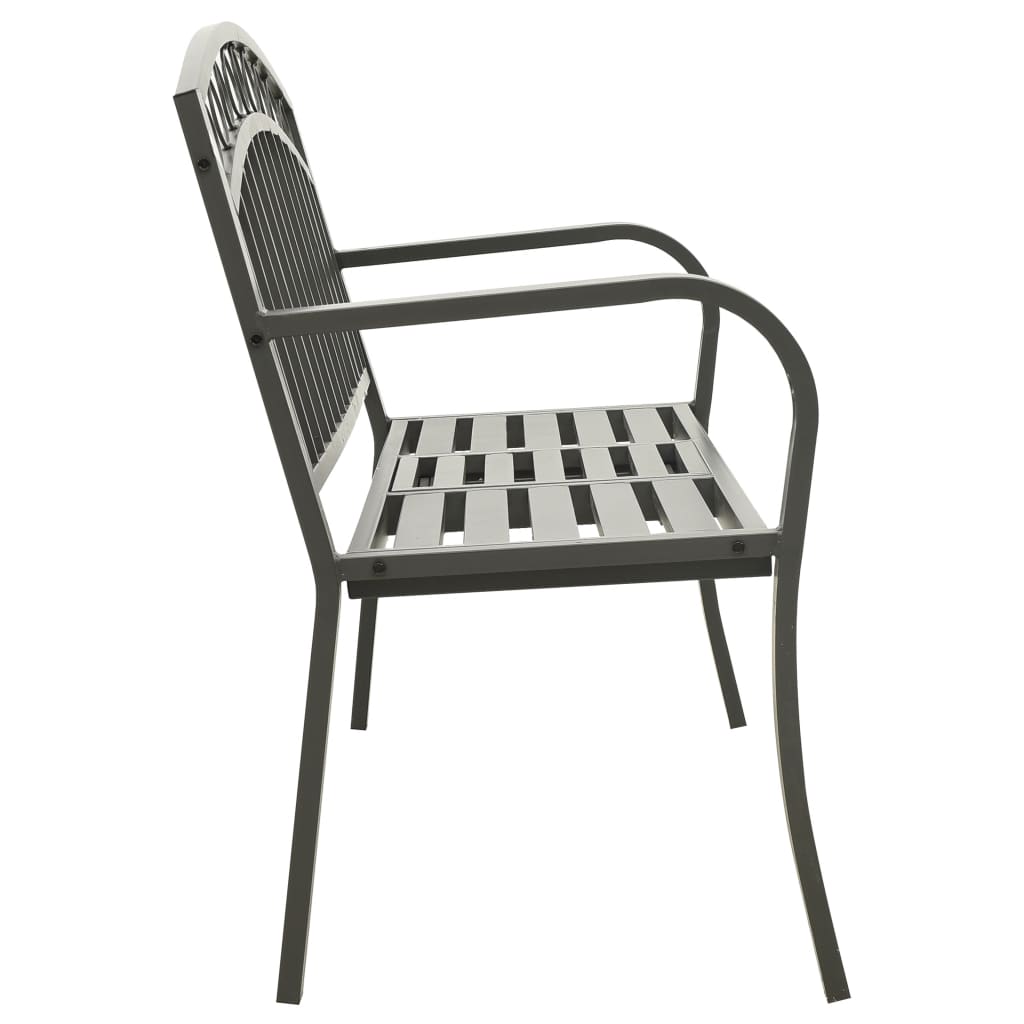 vidaXL Patio Bench with a Table 49.2" Steel Gray-3