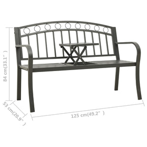 vidaXL Patio Bench with a Table 49.2" Steel Gray-6
