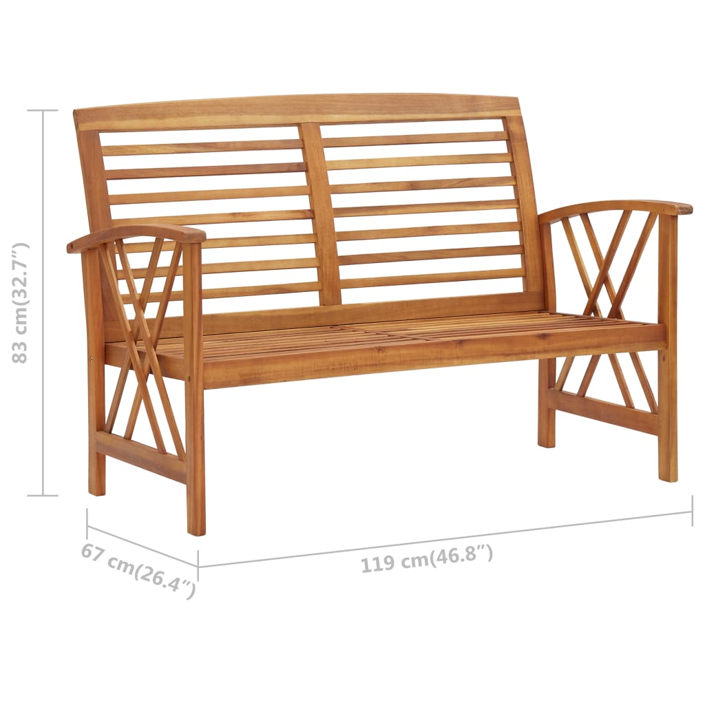 vidaXL Outdoor Patio Bench Wooden Garden Bench with Armrests Solid Wood Acacia-16