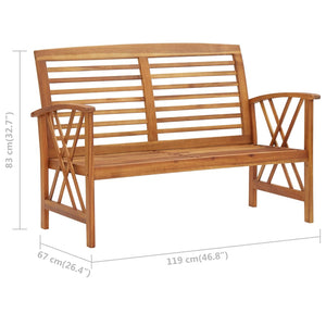 vidaXL Outdoor Patio Bench Wooden Garden Bench with Armrests Solid Wood Acacia-16