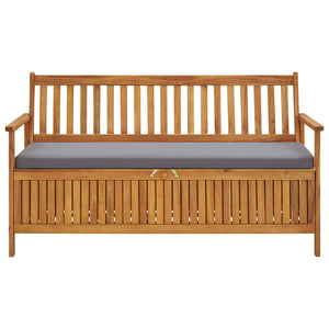 vidaXL Patio Storage Bench with Cushion 58.3" Solid Acacia Wood-8