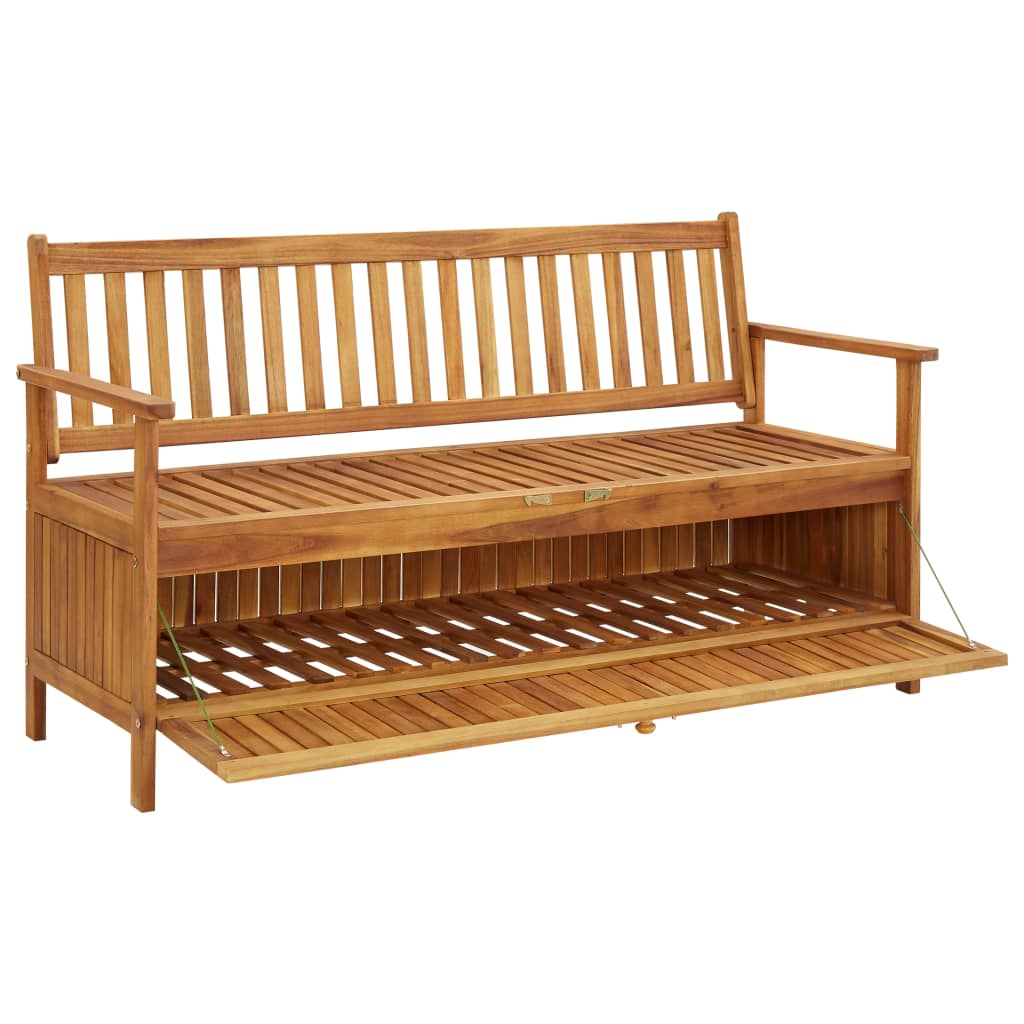 vidaXL Patio Storage Bench 58.3" Solid Acacia Wood-3