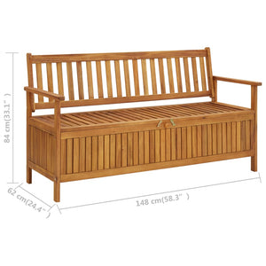 vidaXL Patio Storage Bench 58.3" Solid Acacia Wood-6