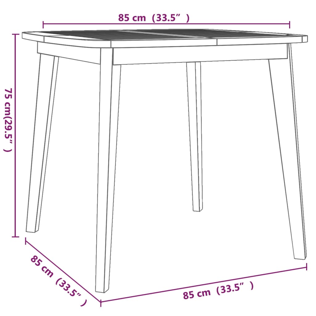 vidaXL Patio Table Outdoor Dining Table for Backyard Lawn Solid Wood Acacia-15