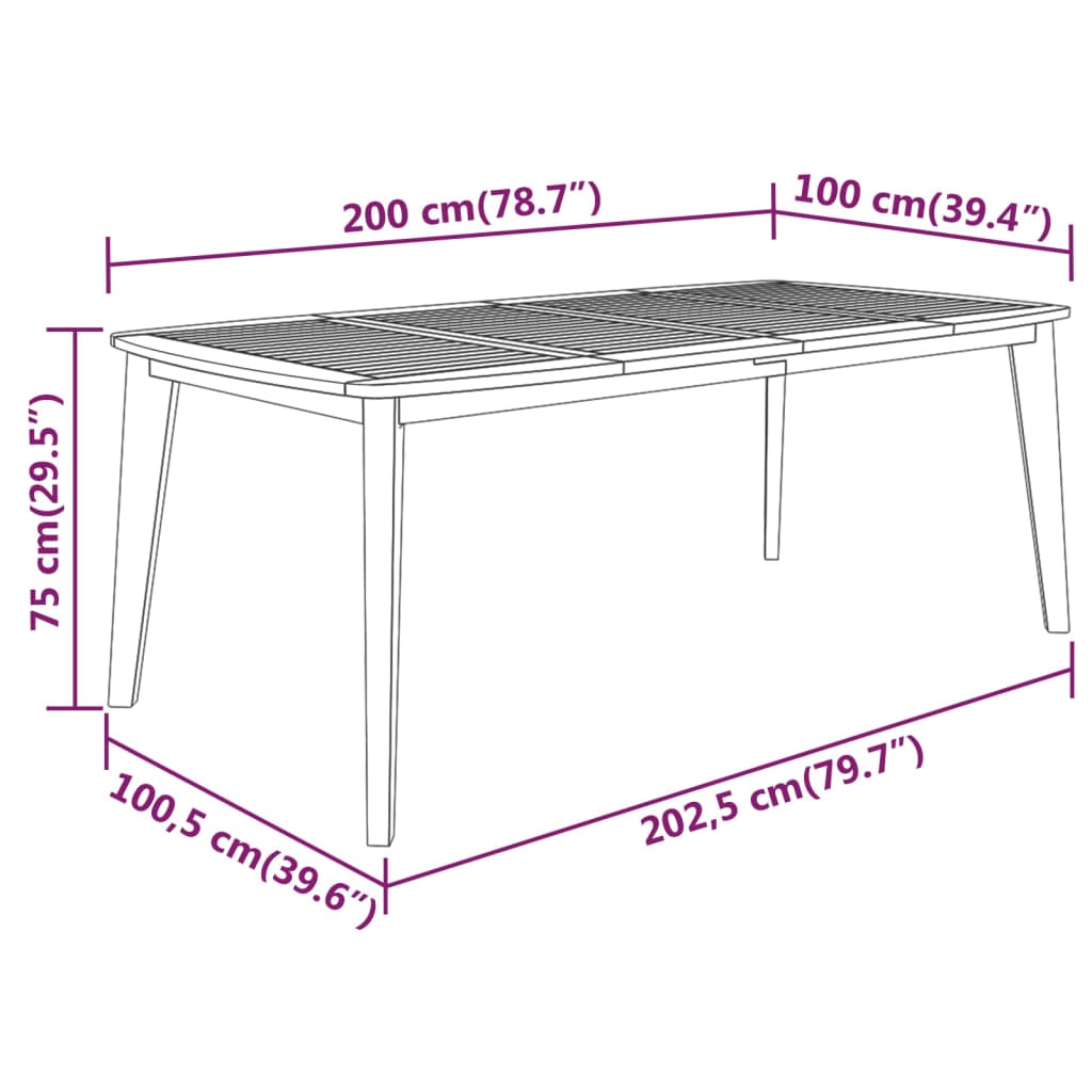 vidaXL Patio Table Patio Furniture Rectangular Garden Table Solid Wood Acacia-11