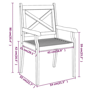 vidaXL Outdoor Dining Chairs Patio Dining Chair with Armrest Solid Wood Acacia-13