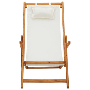 vidaXL Beach Sling Patio Chair Folding Deck Chair Fabric and Wooden Frame-33