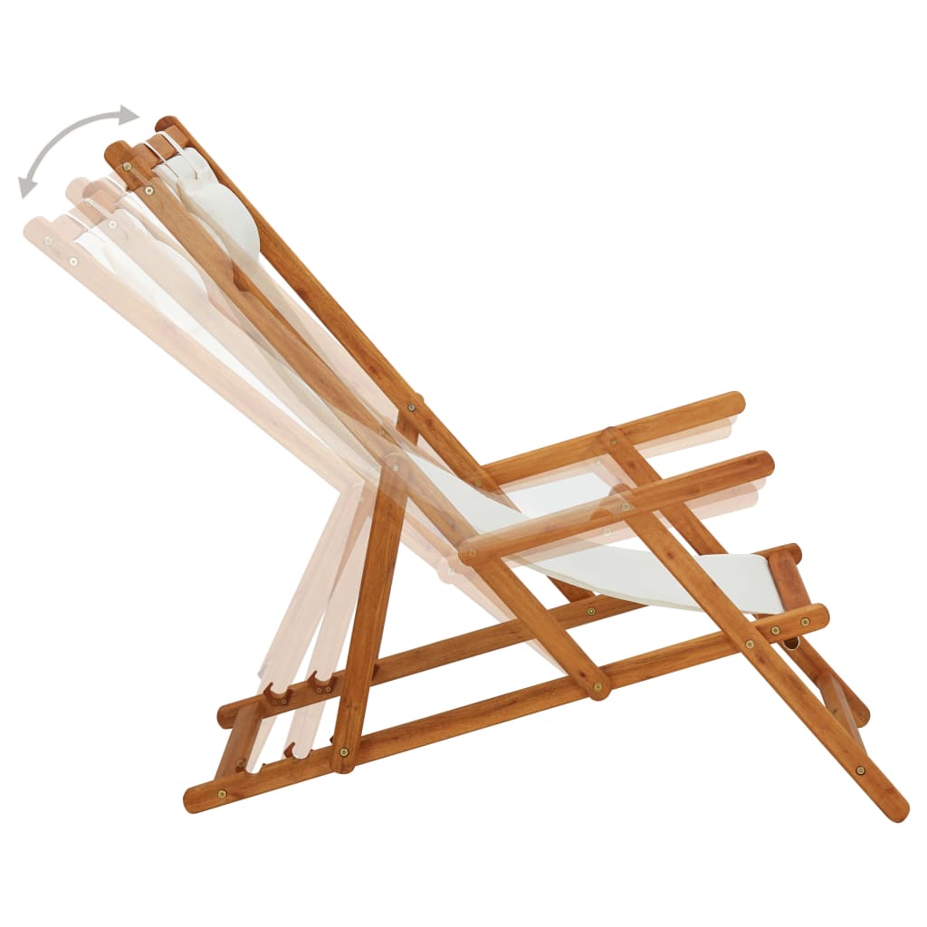 vidaXL Beach Sling Patio Chair Folding Deck Chair Fabric and Wooden Frame-34