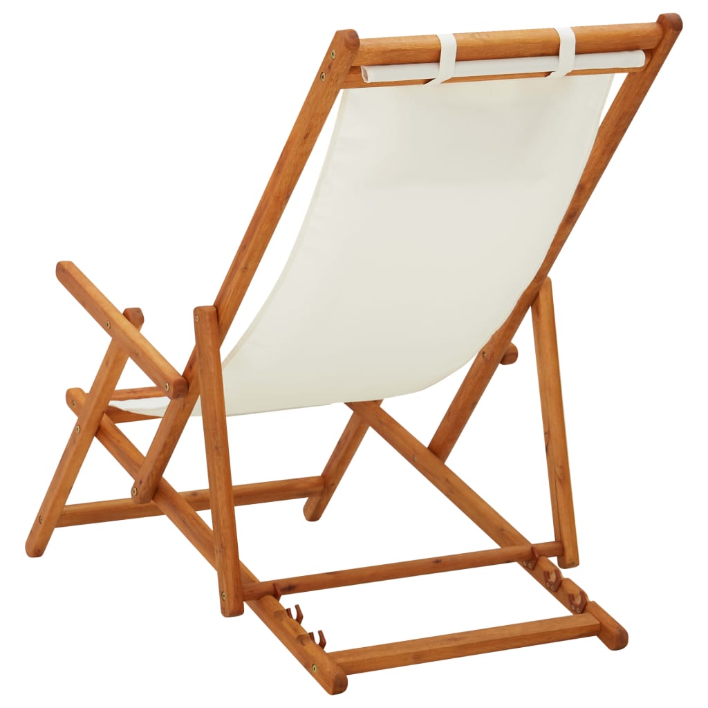 vidaXL Beach Sling Patio Chair Folding Deck Chair Fabric and Wooden Frame-51