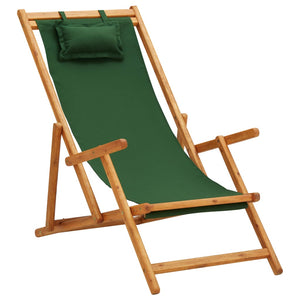 vidaXL Beach Sling Patio Chair Folding Deck Chair Fabric and Wooden Frame-35