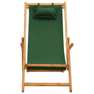 vidaXL Beach Sling Patio Chair Folding Deck Chair Fabric and Wooden Frame-36