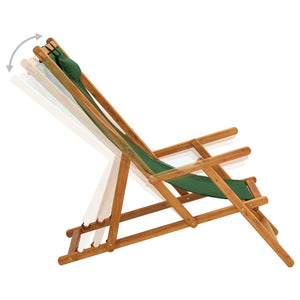 vidaXL Beach Sling Patio Chair Folding Deck Chair Fabric and Wooden Frame-37