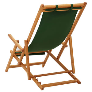 vidaXL Beach Sling Patio Chair Folding Deck Chair Fabric and Wooden Frame-53