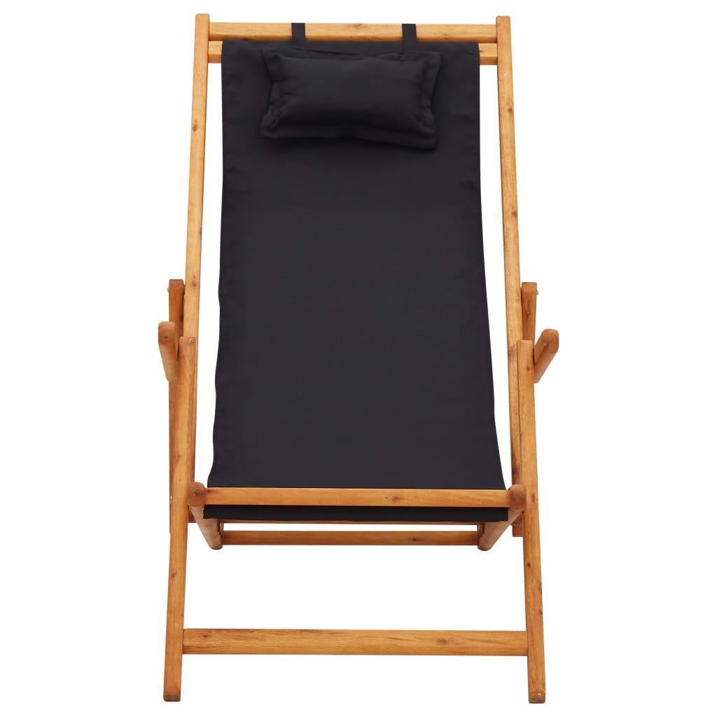 vidaXL Beach Sling Patio Chair Folding Deck Chair Fabric and Wooden Frame-39