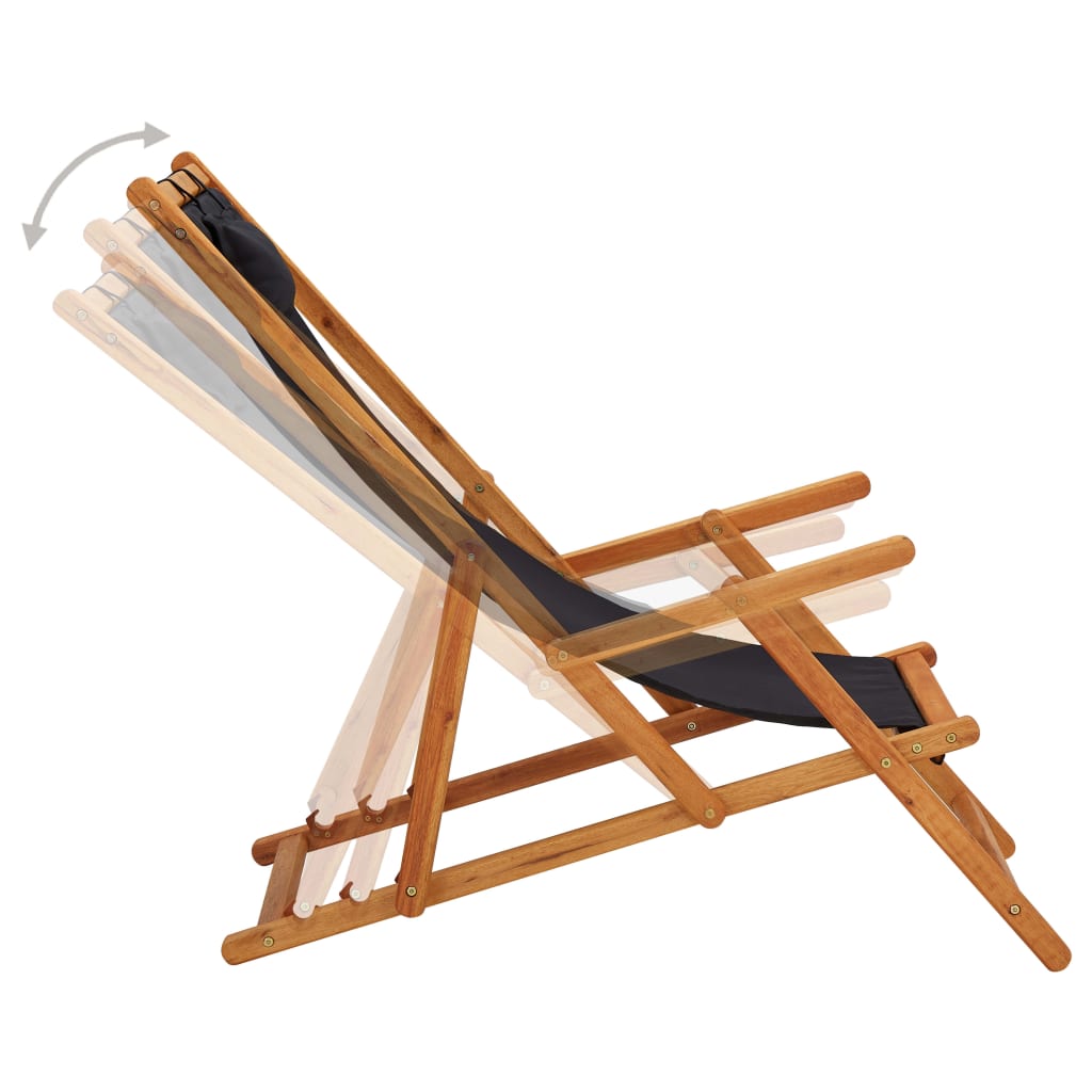 vidaXL Beach Sling Patio Chair Folding Deck Chair Fabric and Wooden Frame-50