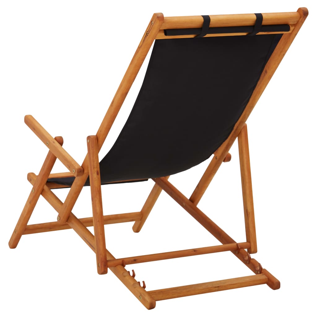 vidaXL Beach Sling Patio Chair Folding Deck Chair Fabric and Wooden Frame-55