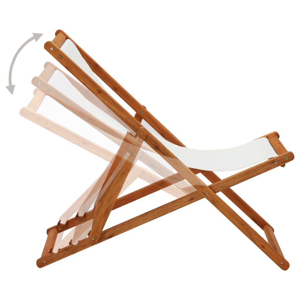 vidaXL Beach Sling Patio Chair Folding Deck Chair Fabric and Wooden Frame-24