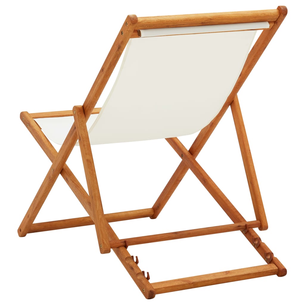 vidaXL Beach Sling Patio Chair Folding Deck Chair Fabric and Wooden Frame-39