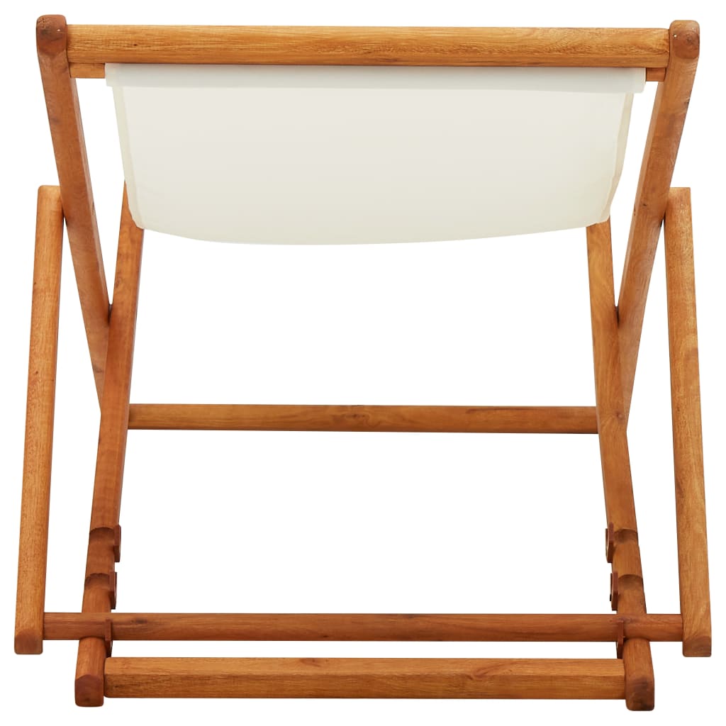 vidaXL Beach Sling Patio Chair Folding Deck Chair Fabric and Wooden Frame-40