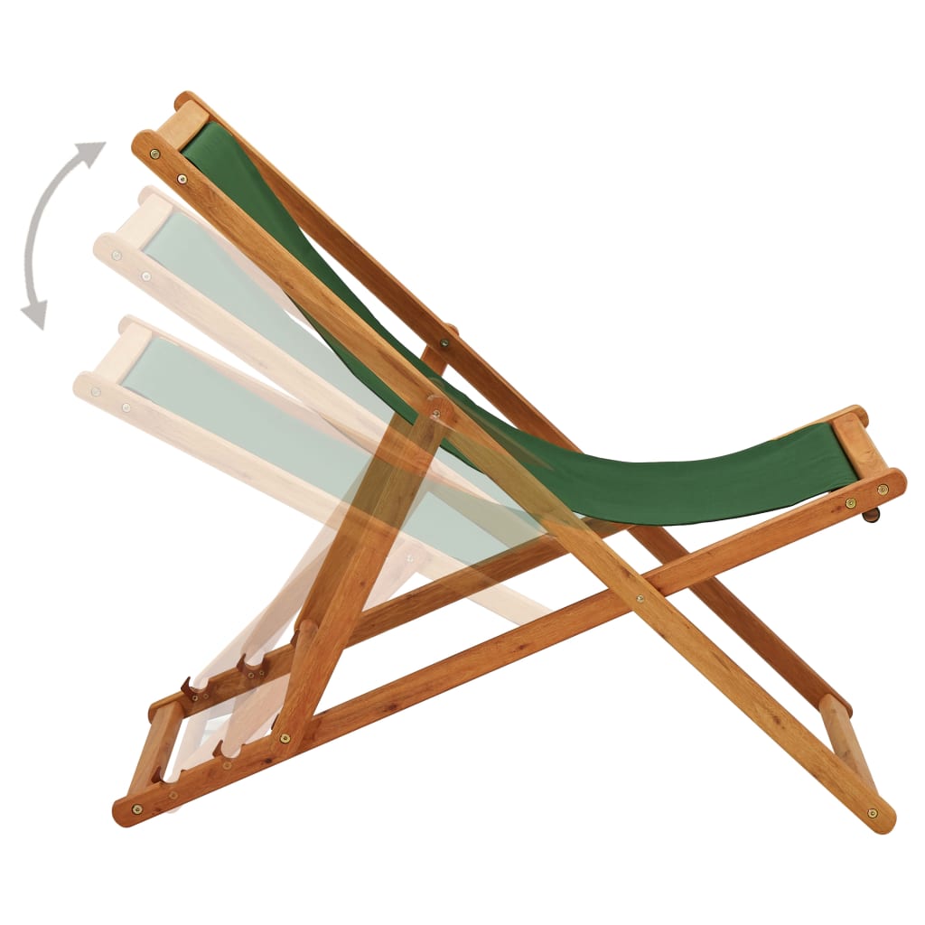 vidaXL Beach Sling Patio Chair Folding Deck Chair Fabric and Wooden Frame-27