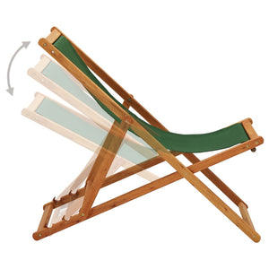 vidaXL Beach Sling Patio Chair Folding Deck Chair Fabric and Wooden Frame-27