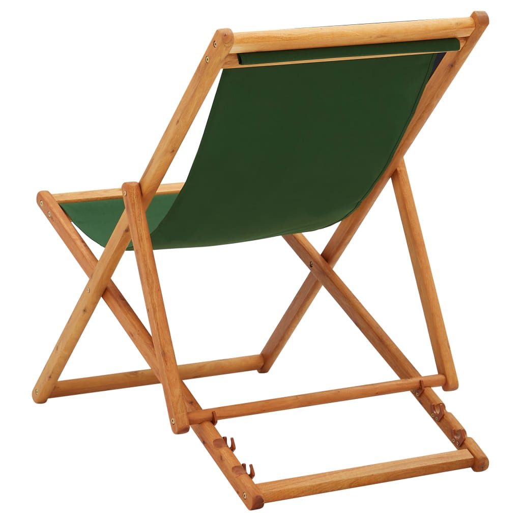 vidaXL Beach Sling Patio Chair Folding Deck Chair Fabric and Wooden Frame-41